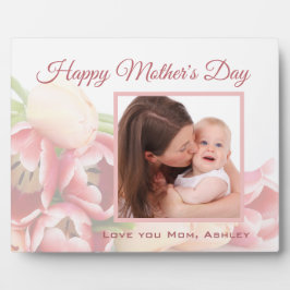 Placa Expositora Foto personalizado Feliz Día de la Madre Peach Flo