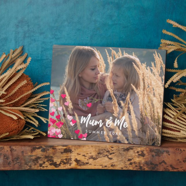 Placa Expositora Foto personalizado Moderna Escribiendo Corazones R (Lado)