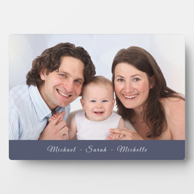 Placa Expositora Foto personalizado Su Nombre Azul (Frente)