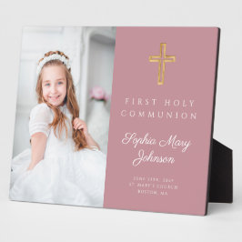 Placa Expositora Foto rosa del Chica de la primera comunión moderna