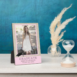 Placa Expositora Foto Rústica De Graduado Rosa