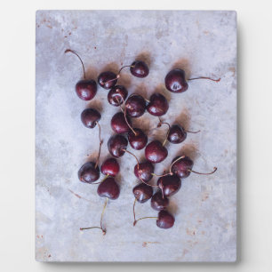 Placa Expositora Fotografía de Cerezas Rojas Frescas