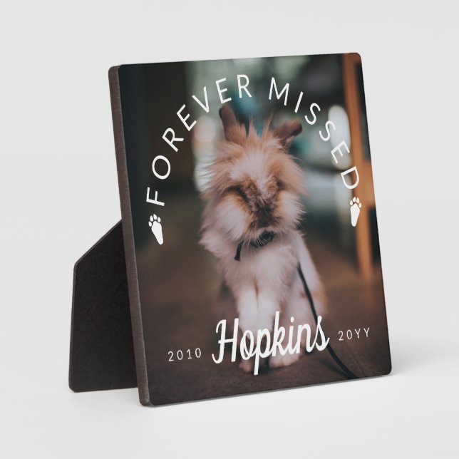 Placa Expositora Fotografía de conejo perdida de texto curvado de g (Anverso)