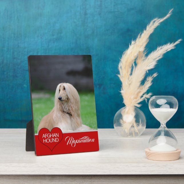 Placa Expositora Fotografía de la raza de tu perro con nombre (Lado)