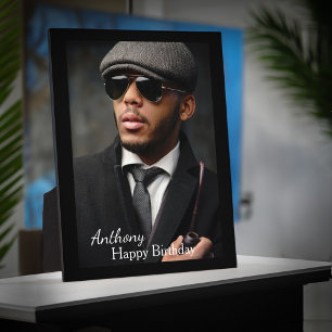 Placa Expositora Fotos Cumpleaños Gato Negro Trim Easel Personaliza