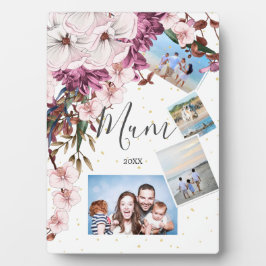 Placa Expositora Fotos de la familia Día de la Madre Borgoña Floral