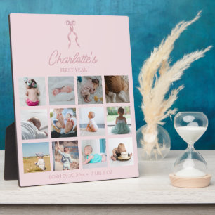Placa Expositora Fotos del Primer Año del Bebé Cumpleaños Estadísti