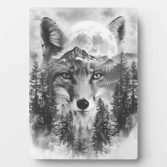 Placa Expositora Fox Y Montaña Doble Expuesta (Frente)