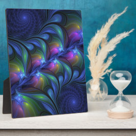 Placa Expositora Fractal verde rosa azul luminoso colorido abstract