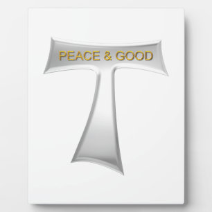 Placa Expositora Franciscan Tau Cross Peace y Good Silver & Gold