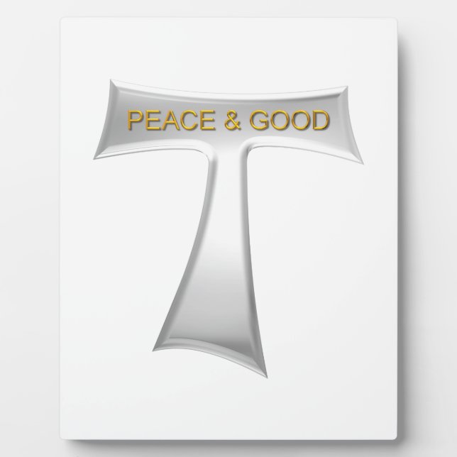 Placa Expositora Franciscan Tau Cross Peace y Good Silver & Gold (Frente)
