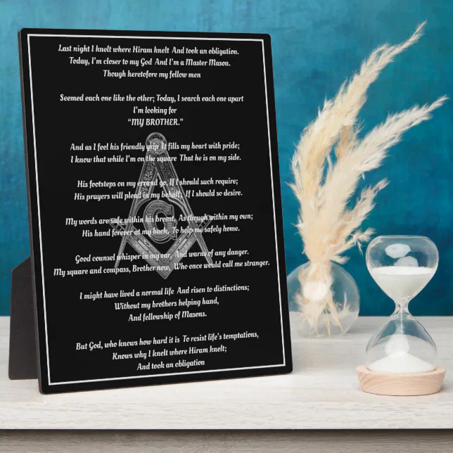 Placa Expositora Freemason Poem Plaque | Zazzle.es