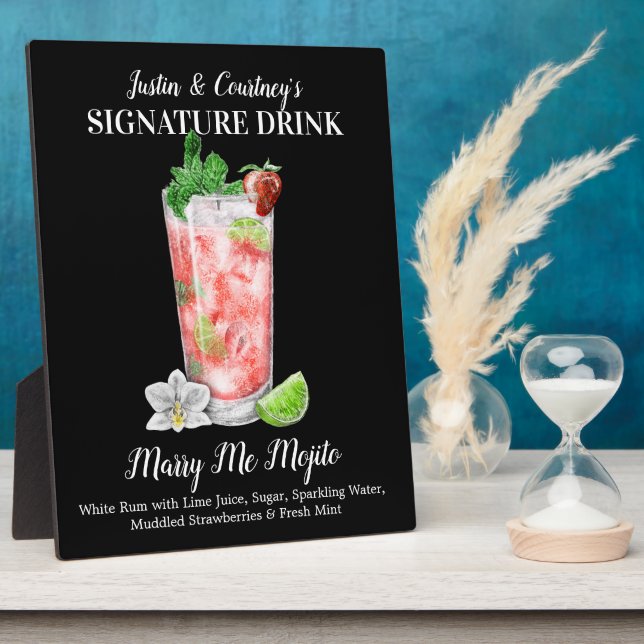 Placa Expositora Fresa Mojito ・ Bebida con firma PERSONALIZADA (Lado)
