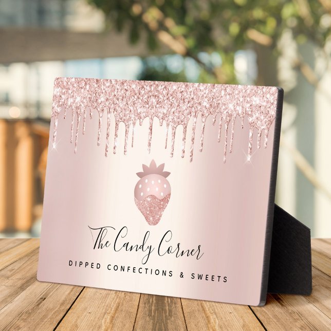 Placa Expositora Fresas Rose Gold Brillo Goteo Postre Dulces (Subido por el creador)