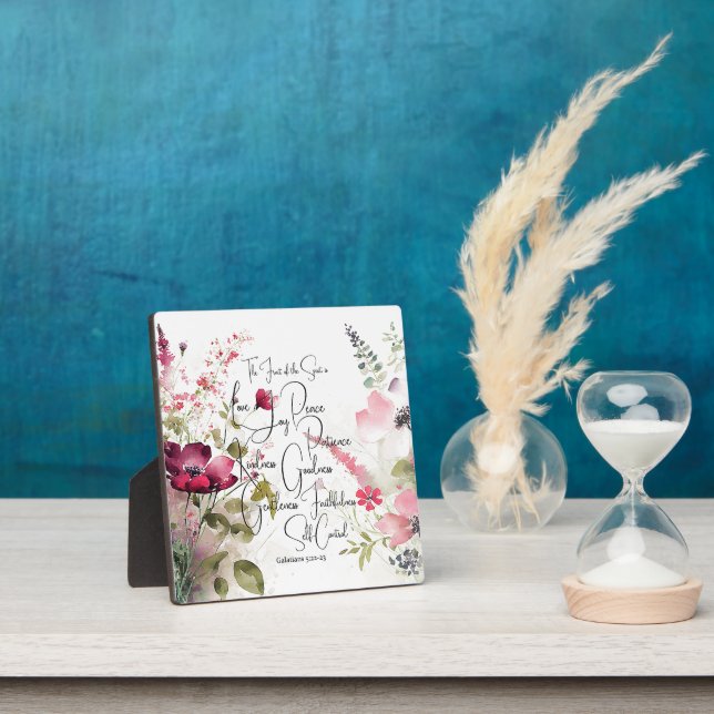 Placa Expositora Fruta del Espíritu floral rosa (in situ)