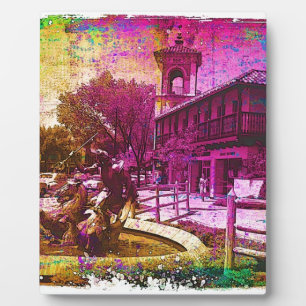 Placa Expositora Fuente de Neptuno Vintage Colorful Grunge