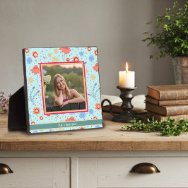 Placa Expositora Fun Aqua Floral Cute Foto Personalizada Mensaje De