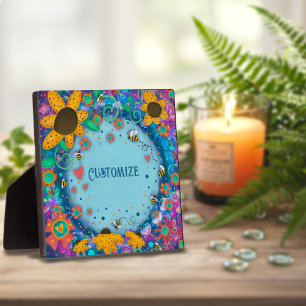 Placa Expositora Fun Bonito Floral Bumblebee ONE WORD Personalizado