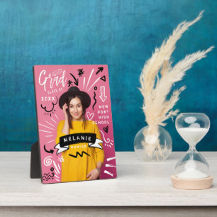 Placa Expositora Fun Doodle Sketch Revista Cover Chica Grad Photo