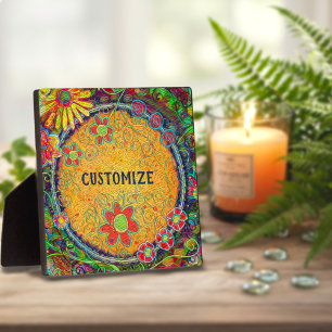 Placa Expositora Fun Floral Amarillo Whimsical UNA PALABRA Plaque