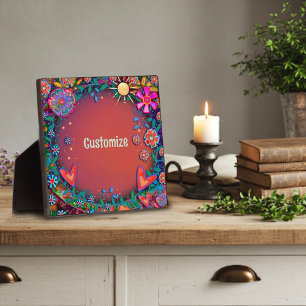 Placa Expositora Fun Sunshine Floral Corazón caprichoso Personaliza