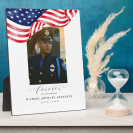 Placa Expositora Funeral de la Bandera Estadounidense Para Siempre 