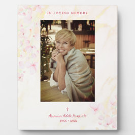 Placa Expositora Funeral floral tradicional y elegante de foto rosa
