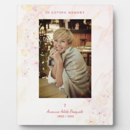Placa Expositora Funeral floral tradicional y elegante de foto rosa