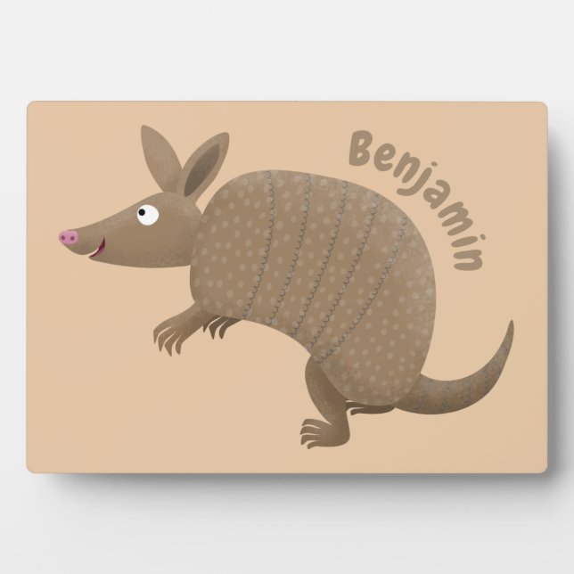 Placa Expositora Funny armadillo feliz personalizado ilustracion (Frente)