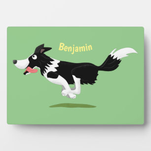 Placa Expositora Funny Border Collie perro corriendo personalizado