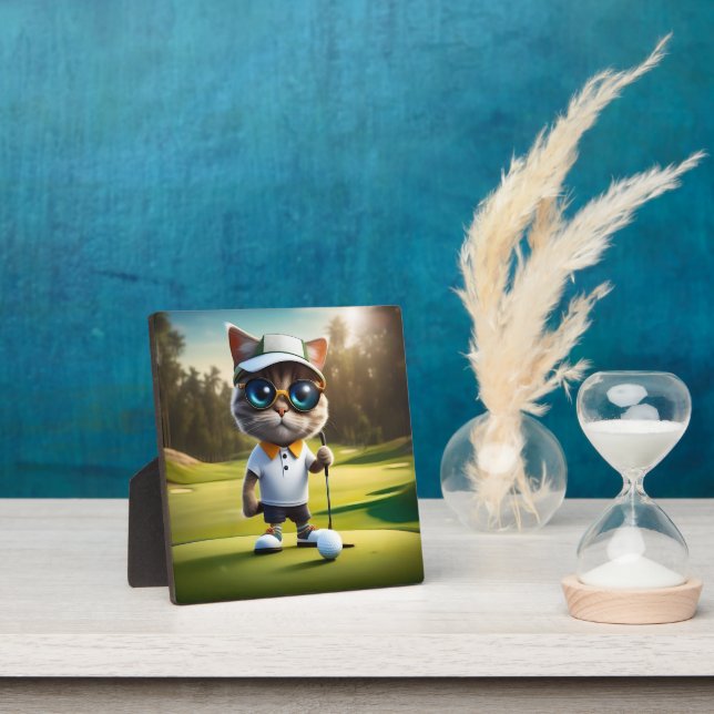Placa Expositora Funny Cat Golf Player, (in situ)