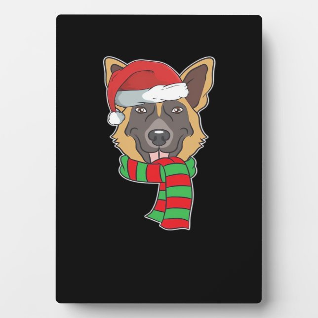 Placa Expositora Funny Christmas Dog Xmas Santa German Shepherd Hol (Frente)