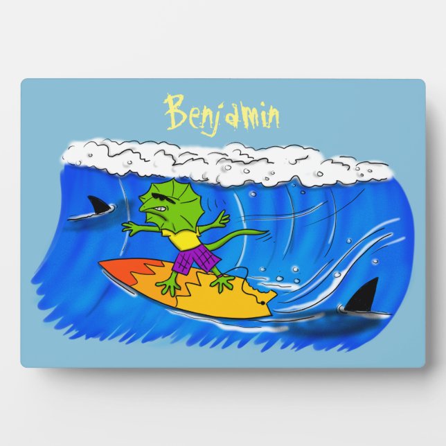 Placa Expositora Funny personalizado de surf con lagarto frito (Frente)