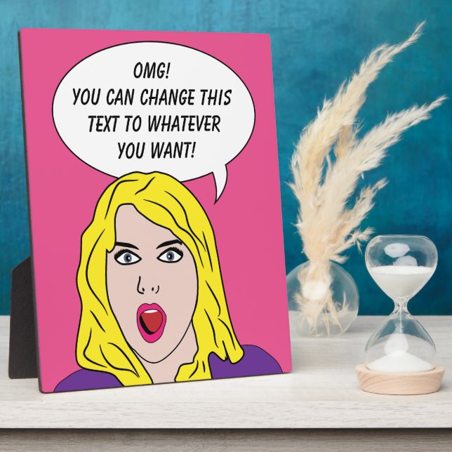 Placa Expositora FUNNY RETRO MESA personalizado MUJER (Lado)