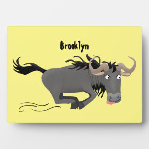 Placa Expositora Funny Wildebeest corriendo ilustracion personaliza