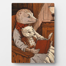 Placa Expositora Furet lisant un livre à un autre furet