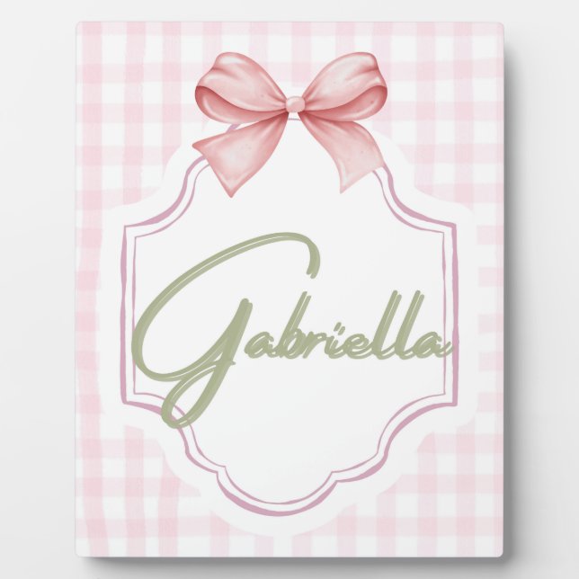 Placa Expositora Gabriella Baby Nursery Bow personalizado (Frente)