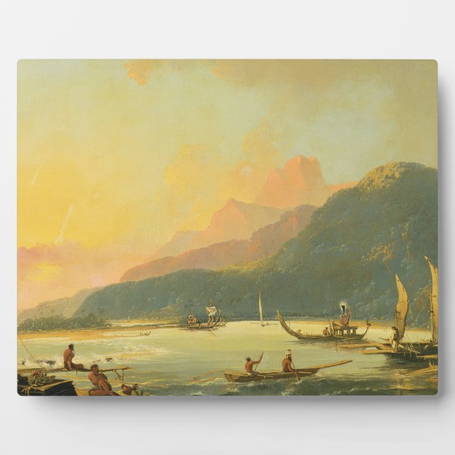 Placa Expositora Galeras de guerra tahitianas en la bahía de Matava (Frente)