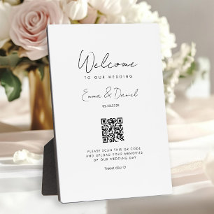 Placa Expositora Galería de Bodas de código QR de bienvenida
