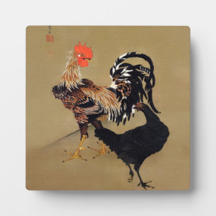 Placa Expositora Gallo y Gallina por Ito Jakuchu