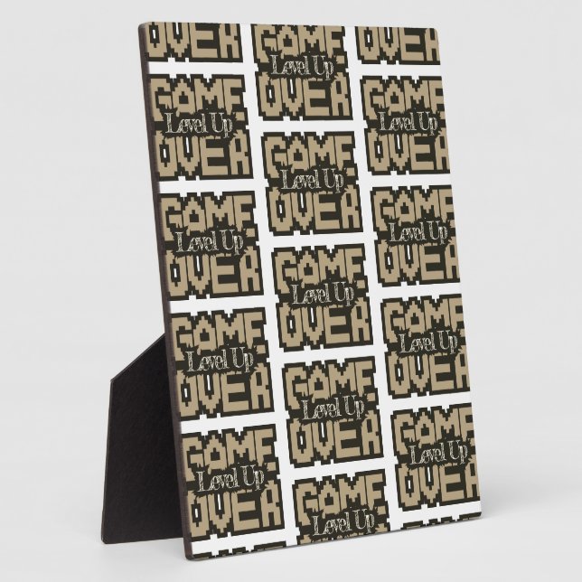 Placa Expositora Game Over, Level Up: Retro Pixel Sandbox Adventure (Lado)