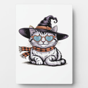 Placa Expositora Gato Bruja Genial – Gatito Lindo de Halloween con
