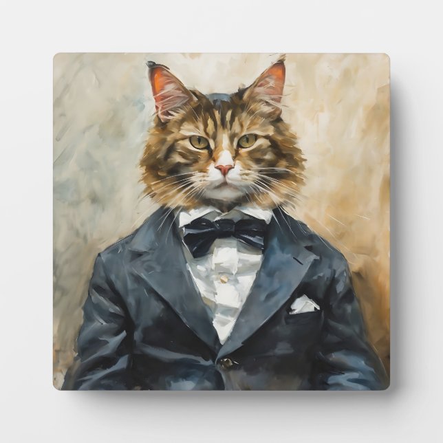 Placa Expositora Gato con traje (Frente)