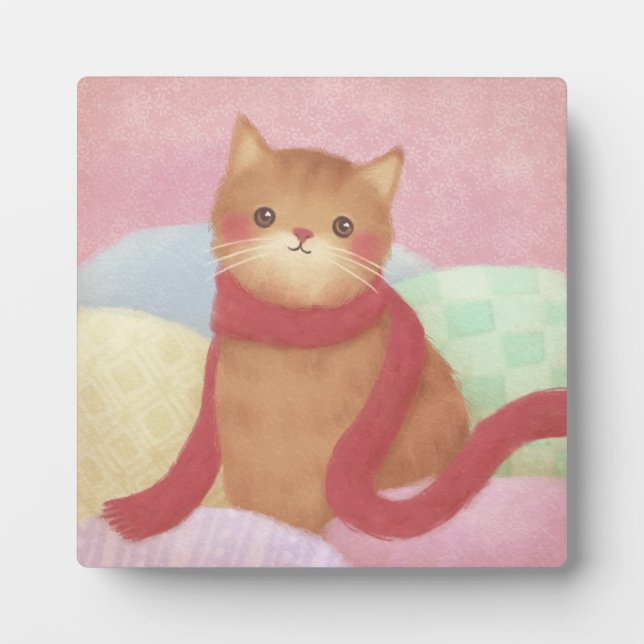 Placa Expositora Gato Con Un Ilustracion Rojo De Carne (Frente)