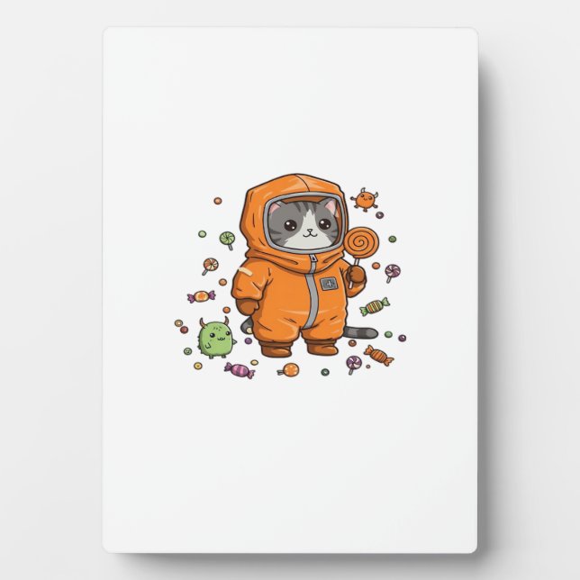 Placa Expositora Gato Cute Hazmat de Halloween Dulce Monstruo Diver (Frente)