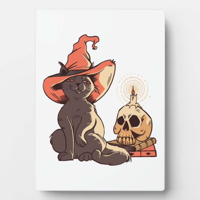Placa Expositora gato de Halloween (Frente)