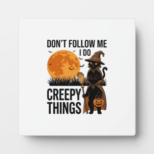 Placa Expositora Gato de Halloween Cosas espeluznantes Bruja divert