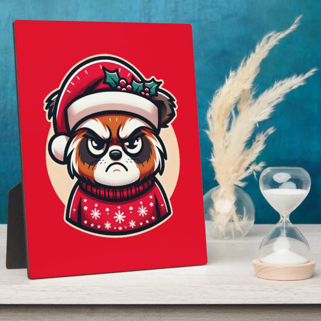 Placa Expositora Gato de Navidades gruñones - Gracioso ánimo festiv (Lado)