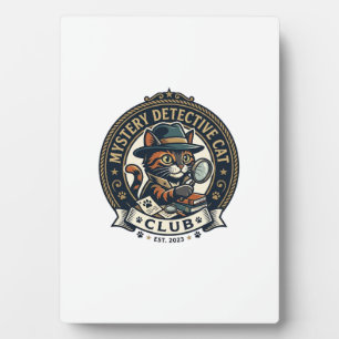 Placa Expositora Gato Detective Misterioso Camiseta Gráfica Arte -