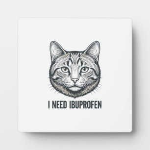 Placa Expositora Gato Divertido Ibuprofeno Diseño de Grabado Vintag